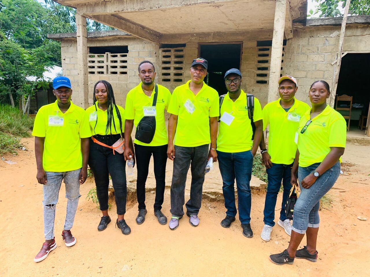 The Pilot Program team ready to head to the field: Joseph Alson, Louissaint Ertha, Antoine Jacquesaint, Rodne Dolcinord, Joseph Sonifka, Raphael Kensy, Borgeny Dolcinord.