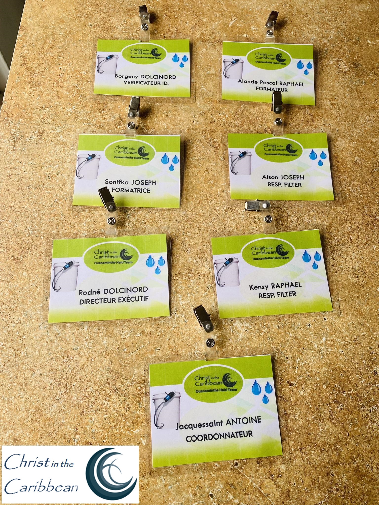 Name tags for team members and their jobs for CitC