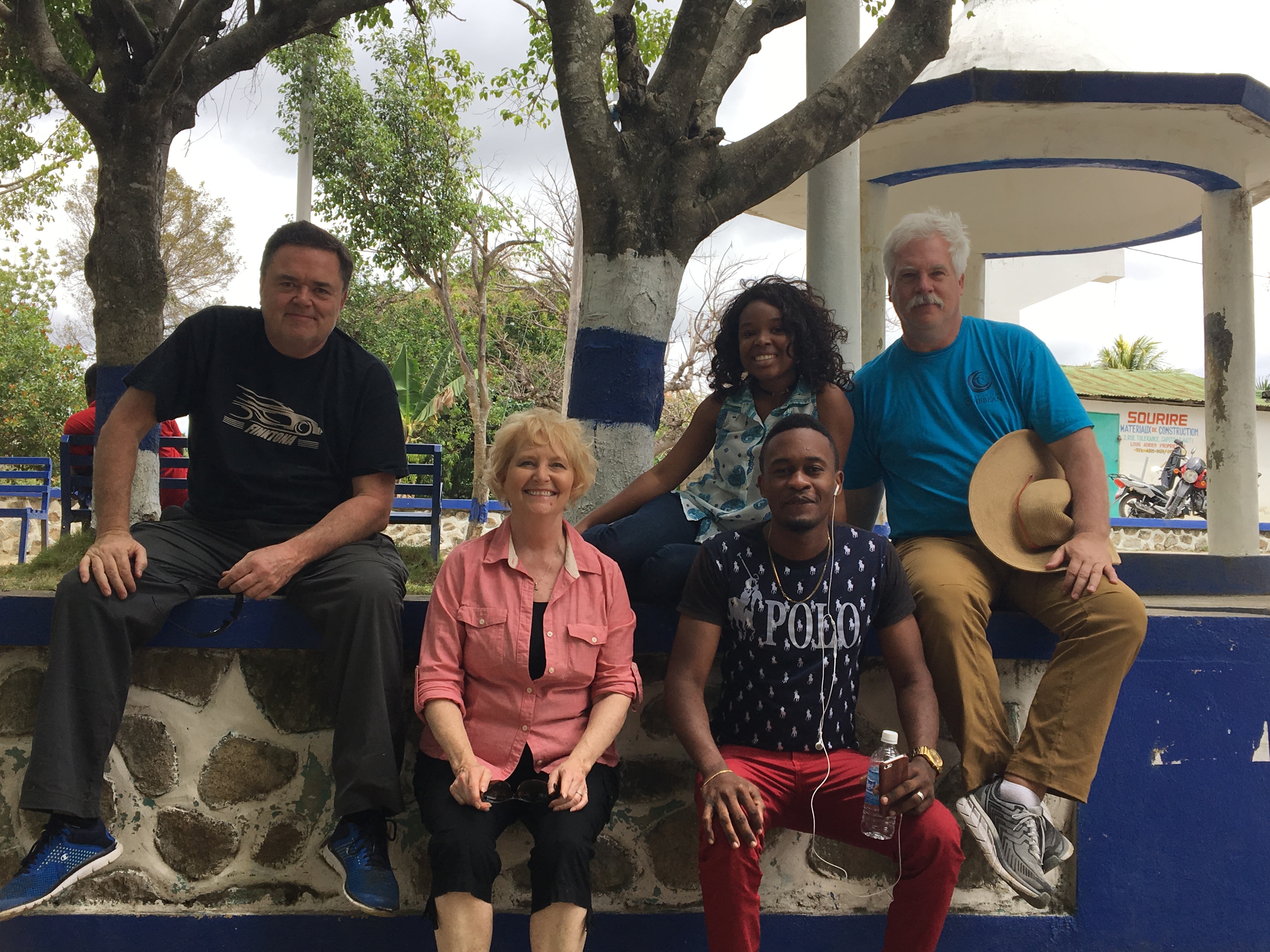 Roger, Shareen, Jennie, Rodney and Michael pose for Reid before starting work in Capotille.